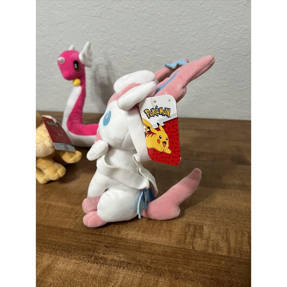 Pokemon Plush Stuffed Lot Eevee, Sylveon, Ampharos & Dragonair - NEW WITH TAGS! - Picture 6 of 16